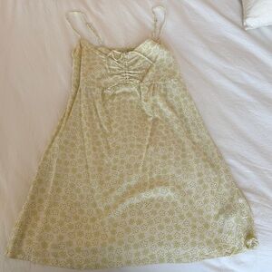 RVCA Pale Green Floral Ruched Slip Dress